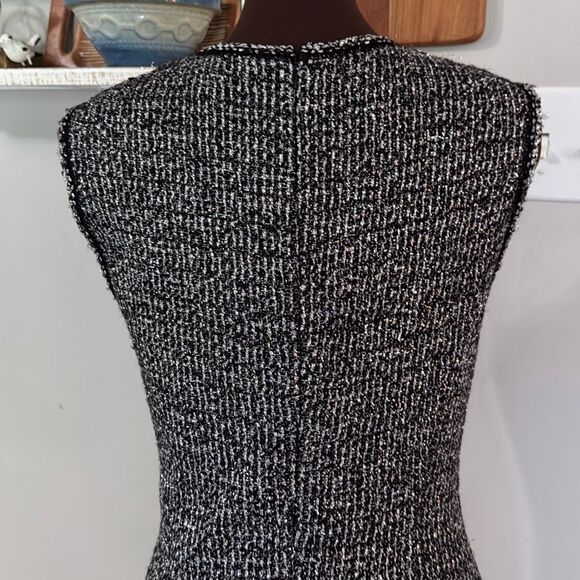 St John wool blend tweed fit and flare midi dress size 8 black and white metalli - Picture 7 of 12